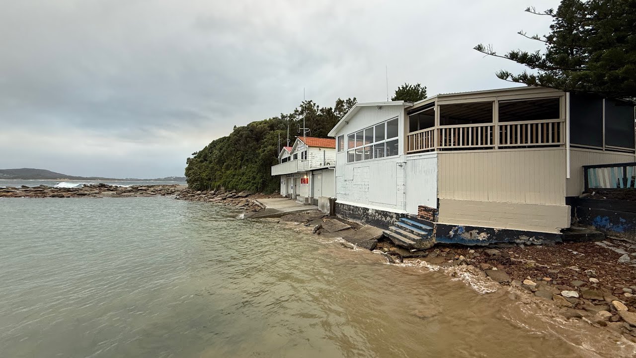 Early morning at Terrigal. Seaweed. Strong winds. 