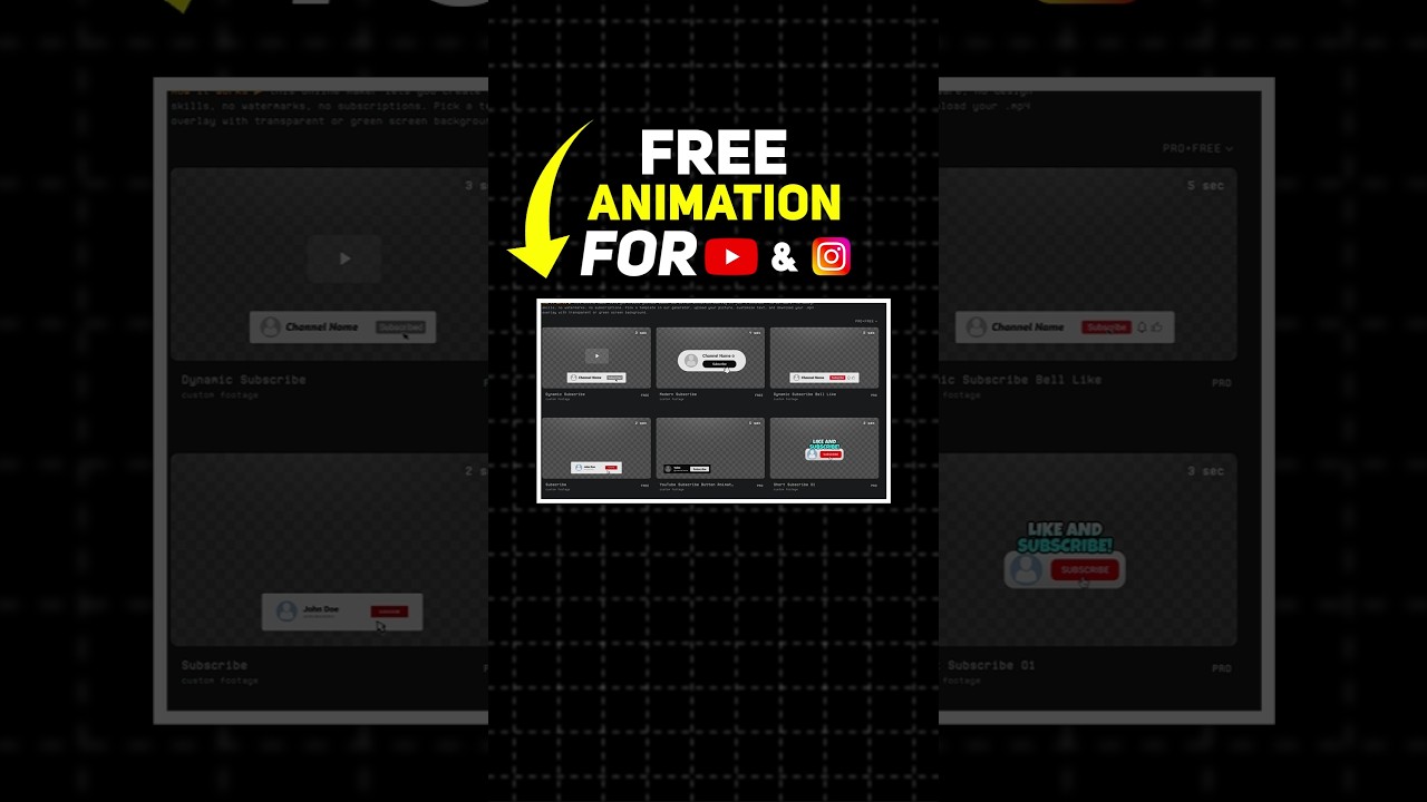 Free YouTube Subscribe & Instagram Follow Animation &ndash; No Watermark! 😍