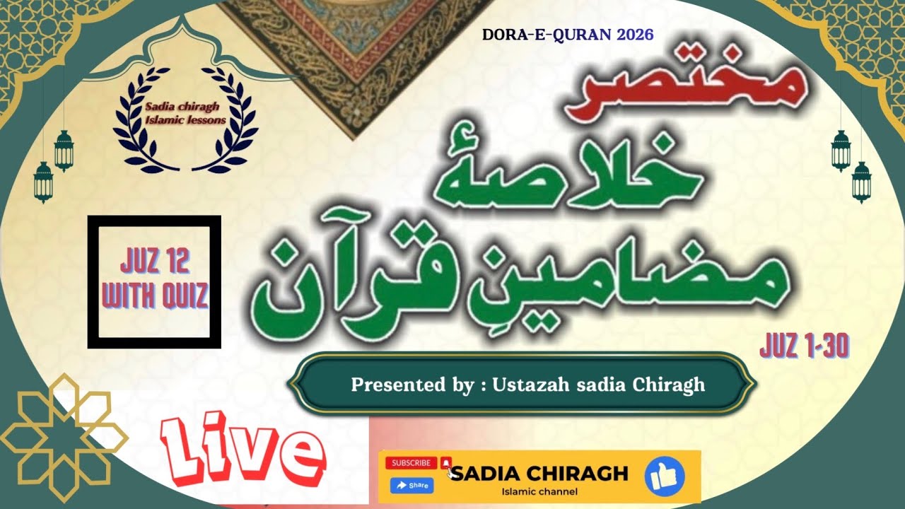 JUZ 12 DROA E QURAN 2026 #  مختصر خلاصه  مضامين قرآن 