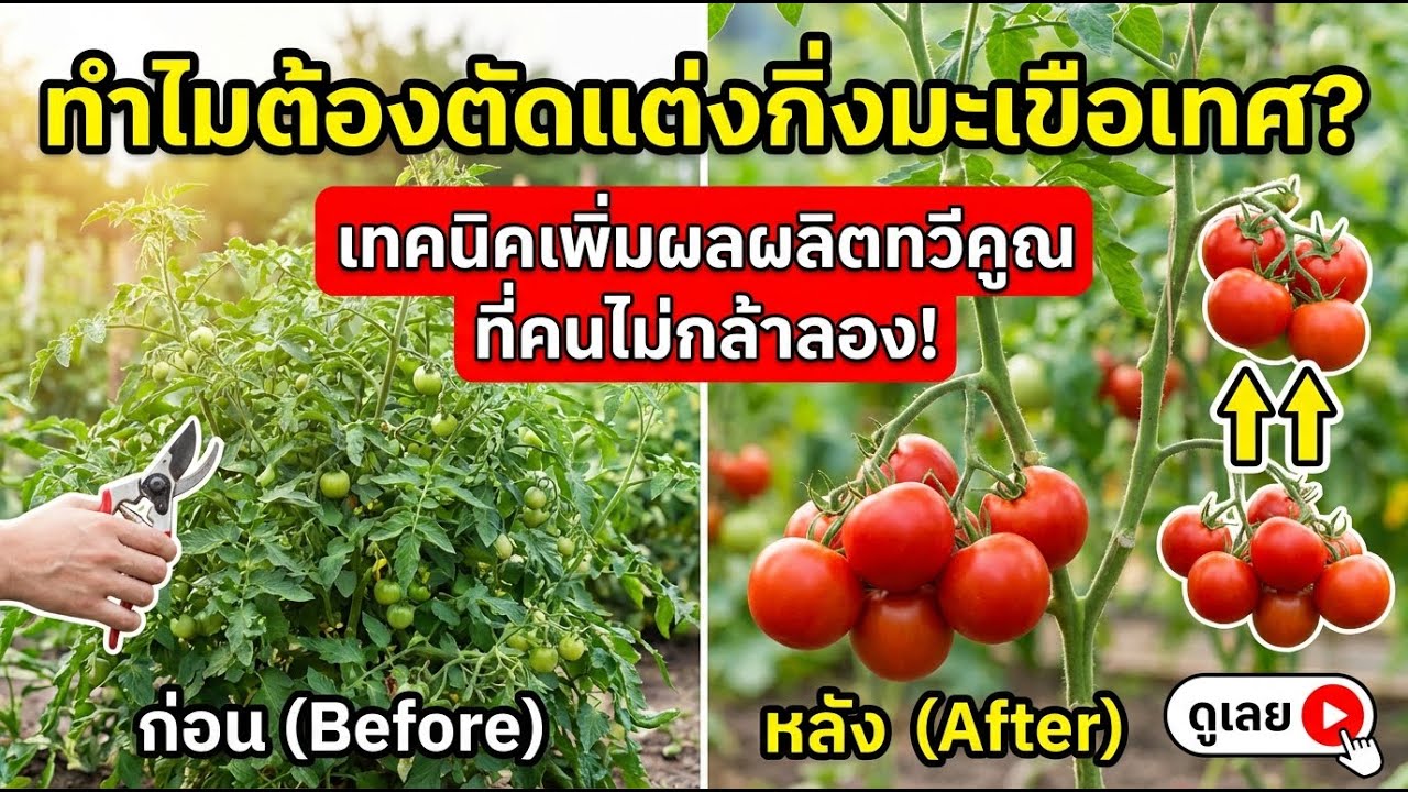 ตัดยอดมะเขือเทศให้ผล2เท่า: เทคนิคที่ทุกคนกลัวแต่ได้ผลชัด