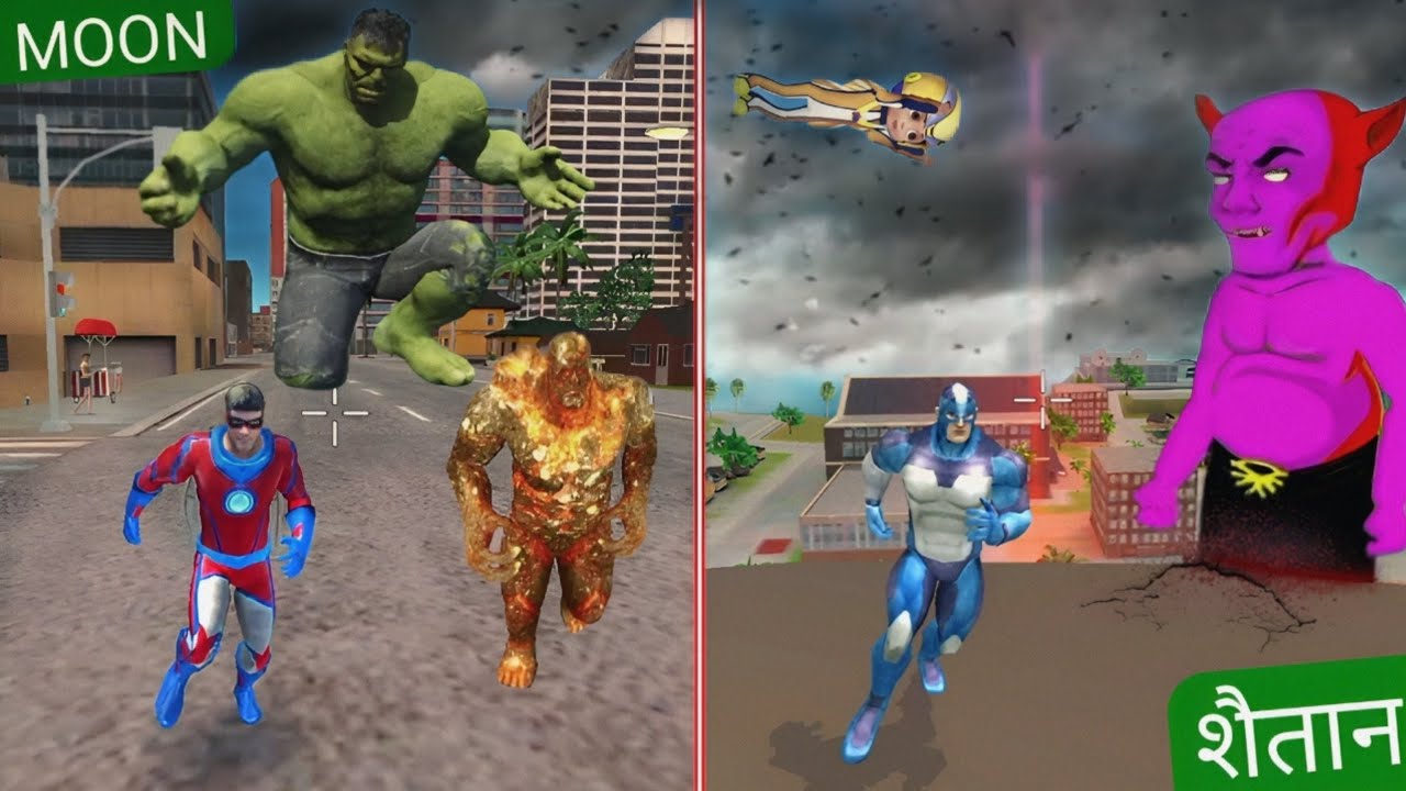 rope Hero vice town mein dangerous moon|Hulk Lava god ko Marne pahuncha|lucky engineer