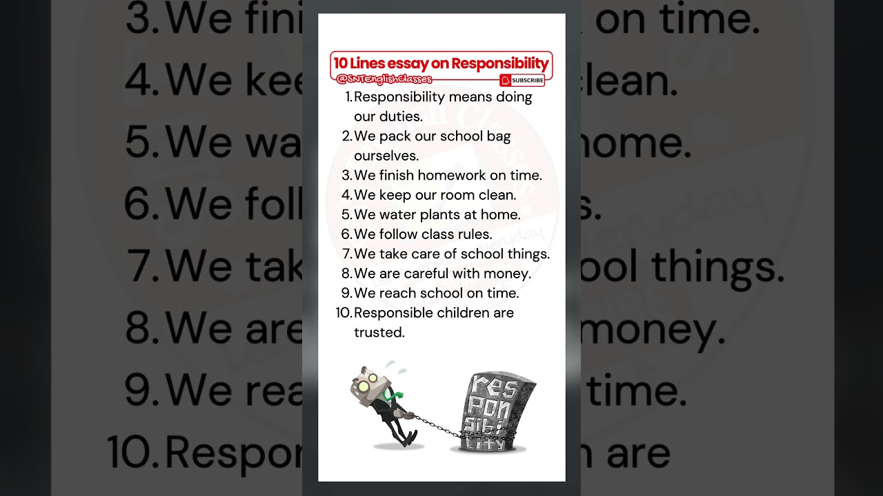 10 Lines Essay on Responsibility | 10 Lines on Responsibility | Short Essay on Responsibility