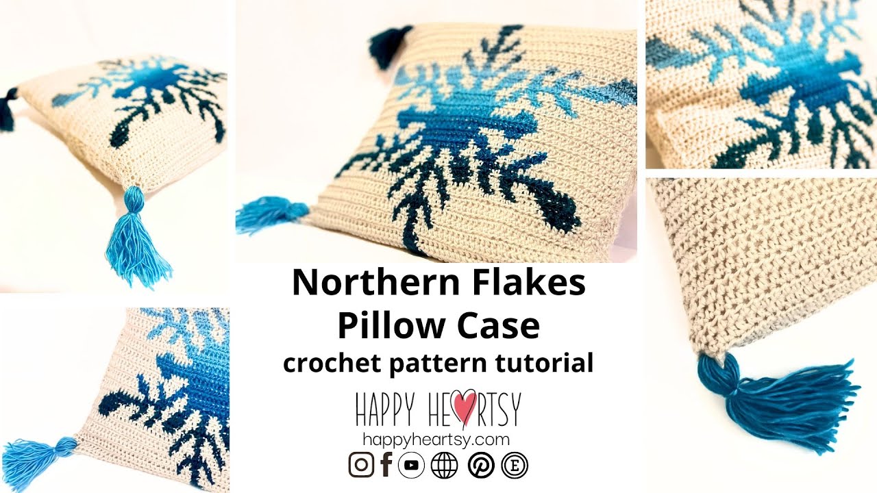 Наволочка «Северные снежинки» ❄️ | Урок по вязанию крючком подушки «Снежинка»
