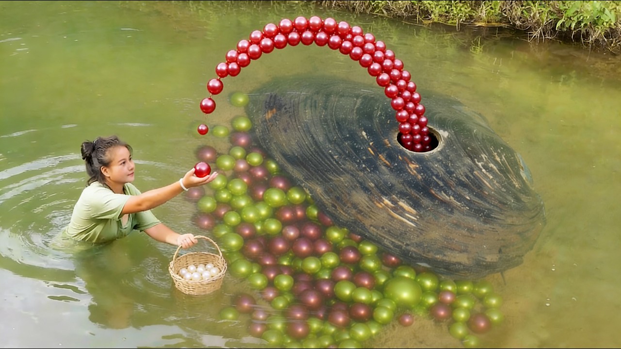 The huge clam fountain underwater spewed out countless surprises and was firmly grasped by the girl