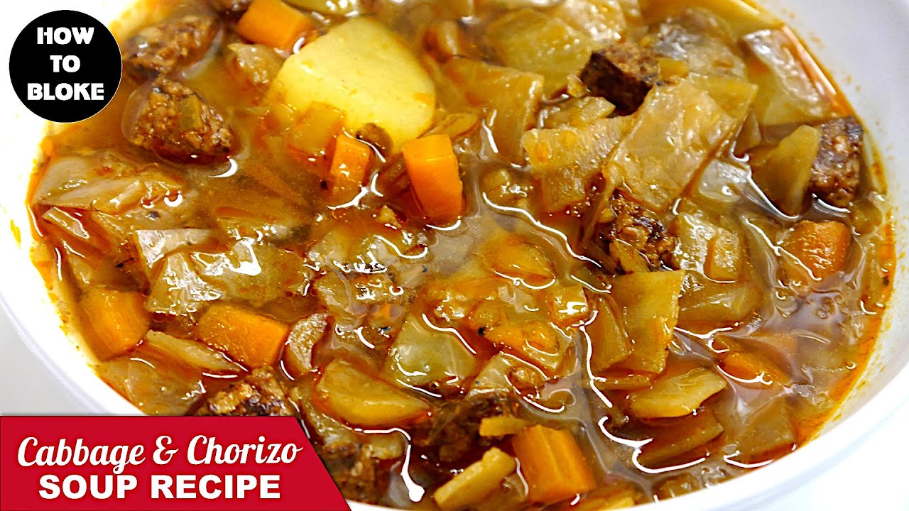 #HowToBloke 🇬🇧 makes Cabbage & Chorizo Sausage Soup — SLOW COOKER recipe main-course Cabbage Soup!