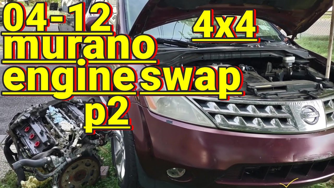 как снять двигатель 2004 2012 nissan murano maxima altima AWD замена двигателя снятие часть 2