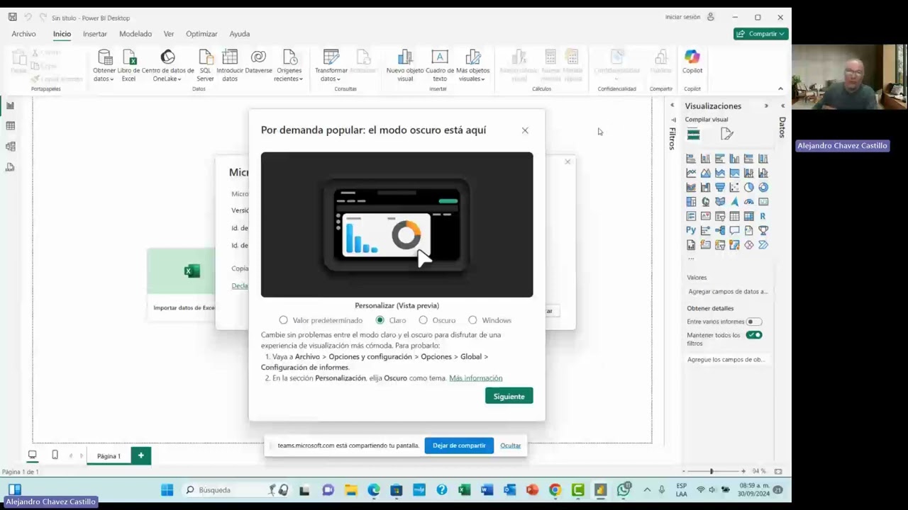 Power BI en modo oscuro