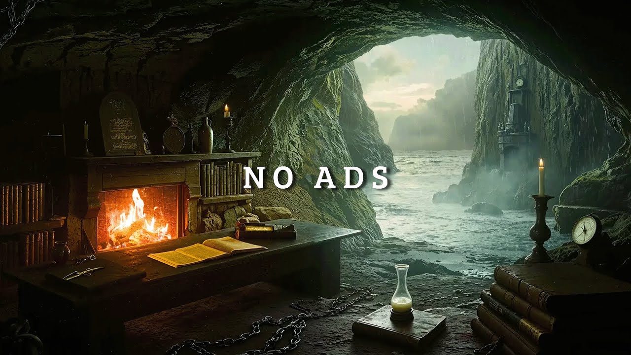 Cozy Cave Shelter During a Storm ⛈️ Heavy Rain & Crackling Fire for Deep Sleep