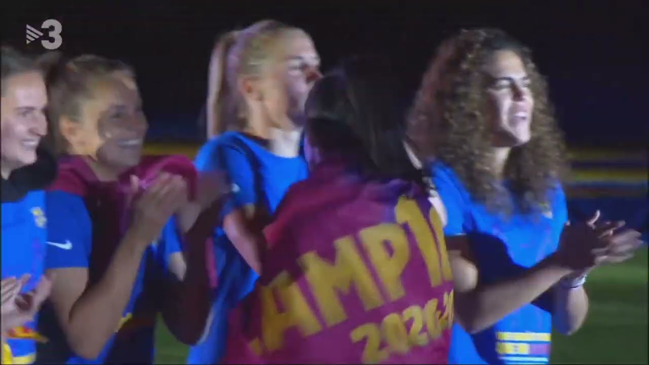 FC Barcelona Femení celebrate Champions League & League trophies