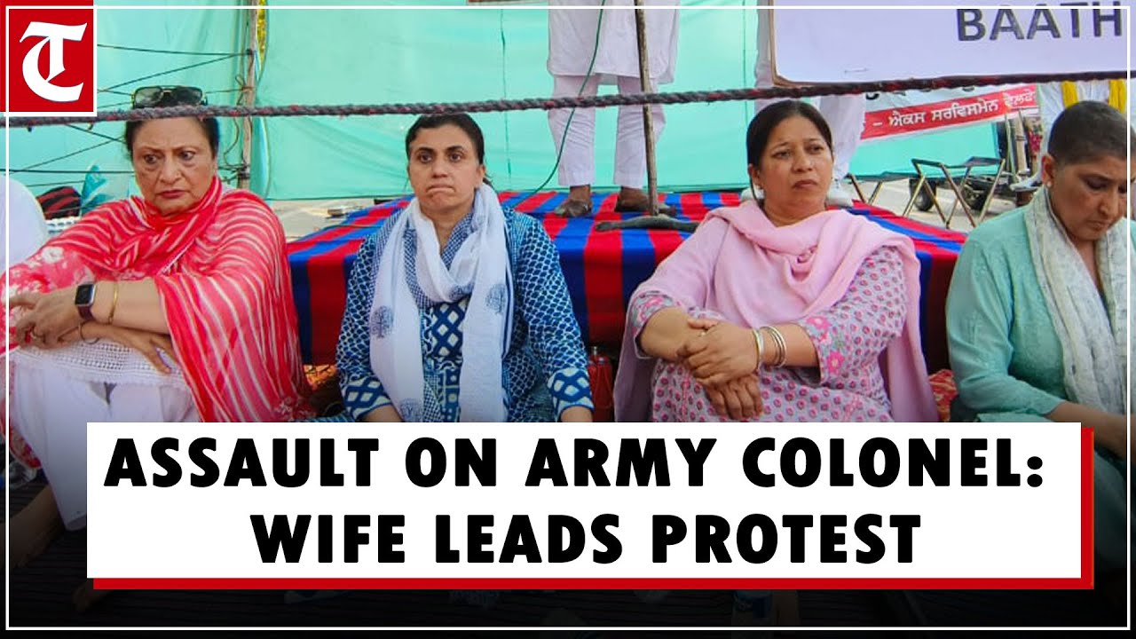 Assault on Army Colonel: Wife leads ex-servicemen’s protest against Punjab Police in Patiala