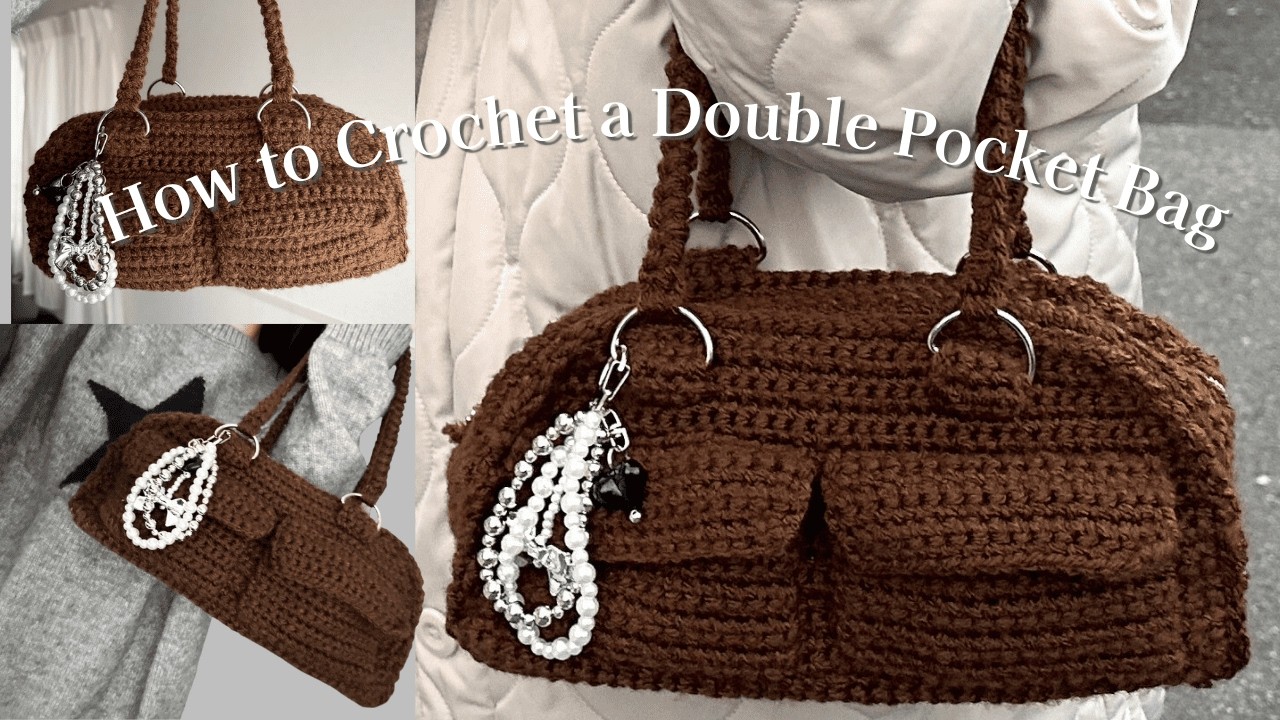 【かぎ針編み】2ポケットのかぎ編みバッグ🧶｜丁寧解説🔰／How to Crochet a Double Pocket Bag