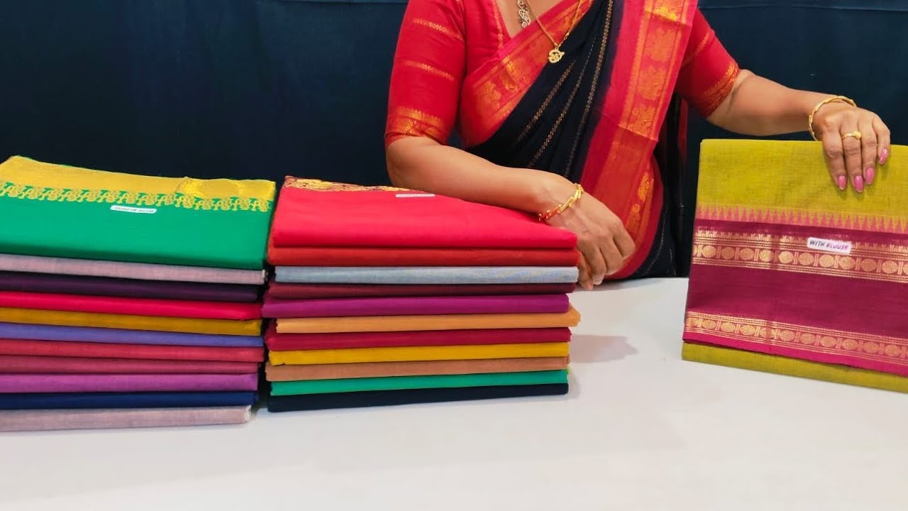 100 count chettinad cotton sarees 🍁 with blouse collection 💥