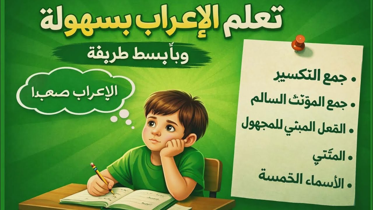 مراجعة للإعراب فعل وأسماء الخمسةوجمع المؤنث و فعل المبني للمجهول وجمع التكسير خامسة ابتدائي 2026