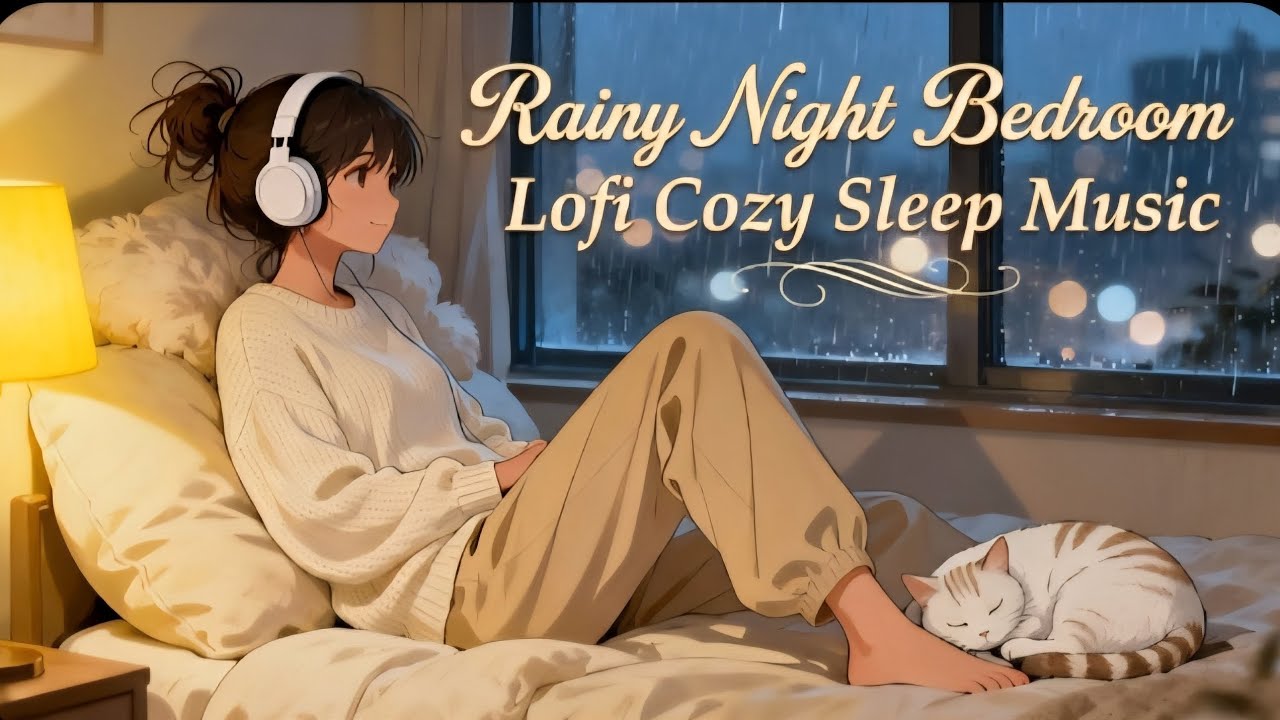 Rainy Night Bedroom Lofi ☔🌧 Cozy Sleep Music | ฝนตกยามค่ำ กล่อมนอน อบอุ่น 