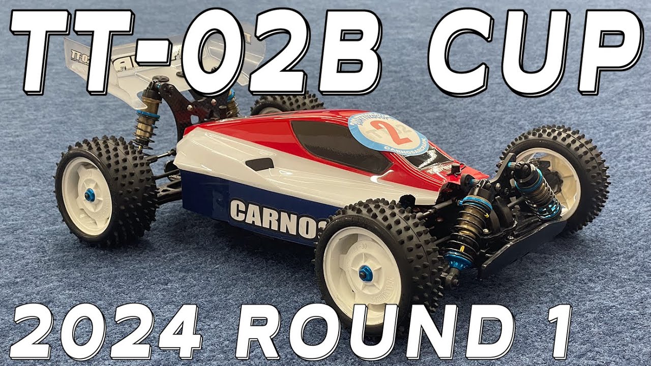 TAMIYA TT-02B  RC Buggy indoor Carpet Track Race at Carnosa RC Park. タミヤ TT-02B レース