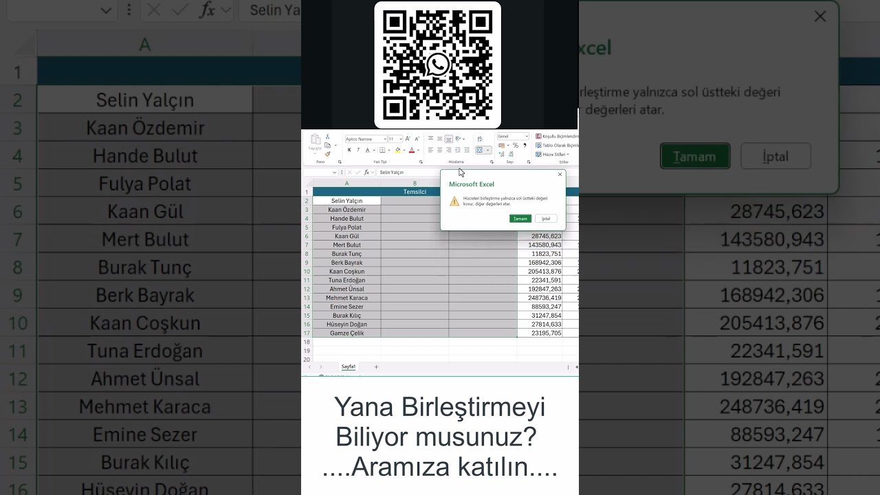 Excel'de Yana Birleştir: Her Satırı Ayrı Birleştirmenin Kolay Yolu