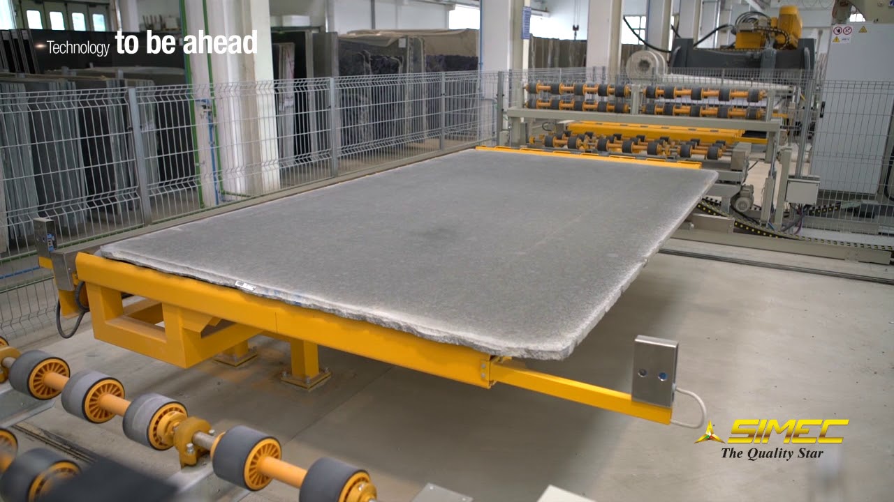 Calibrating and levelling-polishing plant for granite slabs