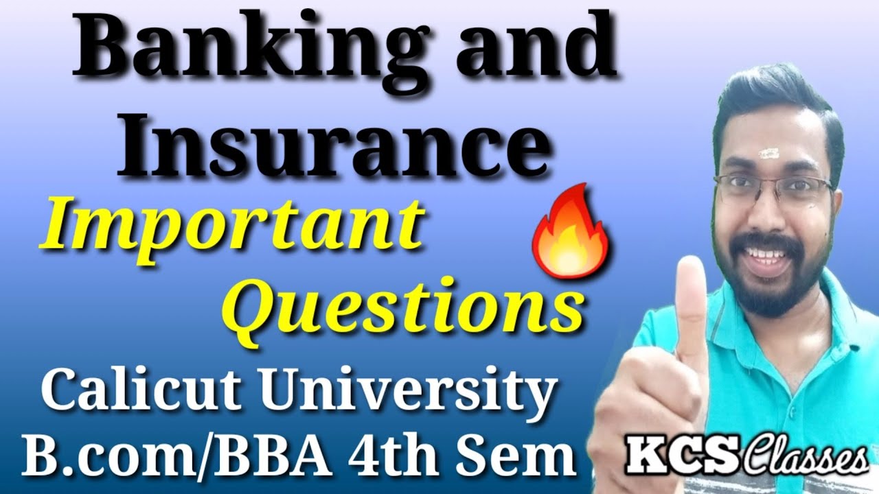 Banking and Insurance|Important Questions|Calicut University Bcom/BBA 4th Semester
