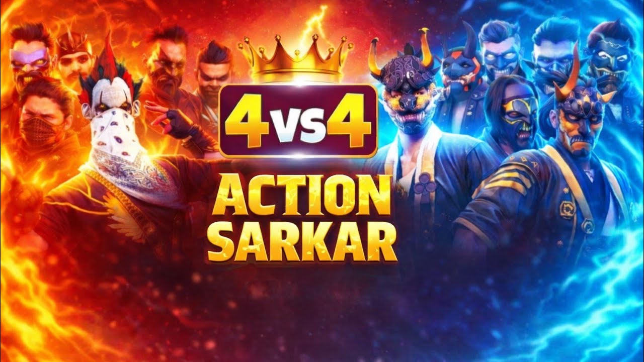 4 Vs 4 Challenge ☠️ Video Action Sarkar Guild ||Action Sarkar || free fire max 🔥☠️