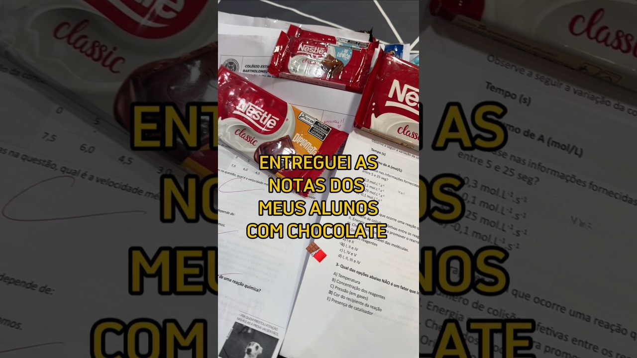 Entreguei as notas dos meus alunos COM CHOCOLATE! 👀🍫 #professora #alunos #nota #prova #shorts