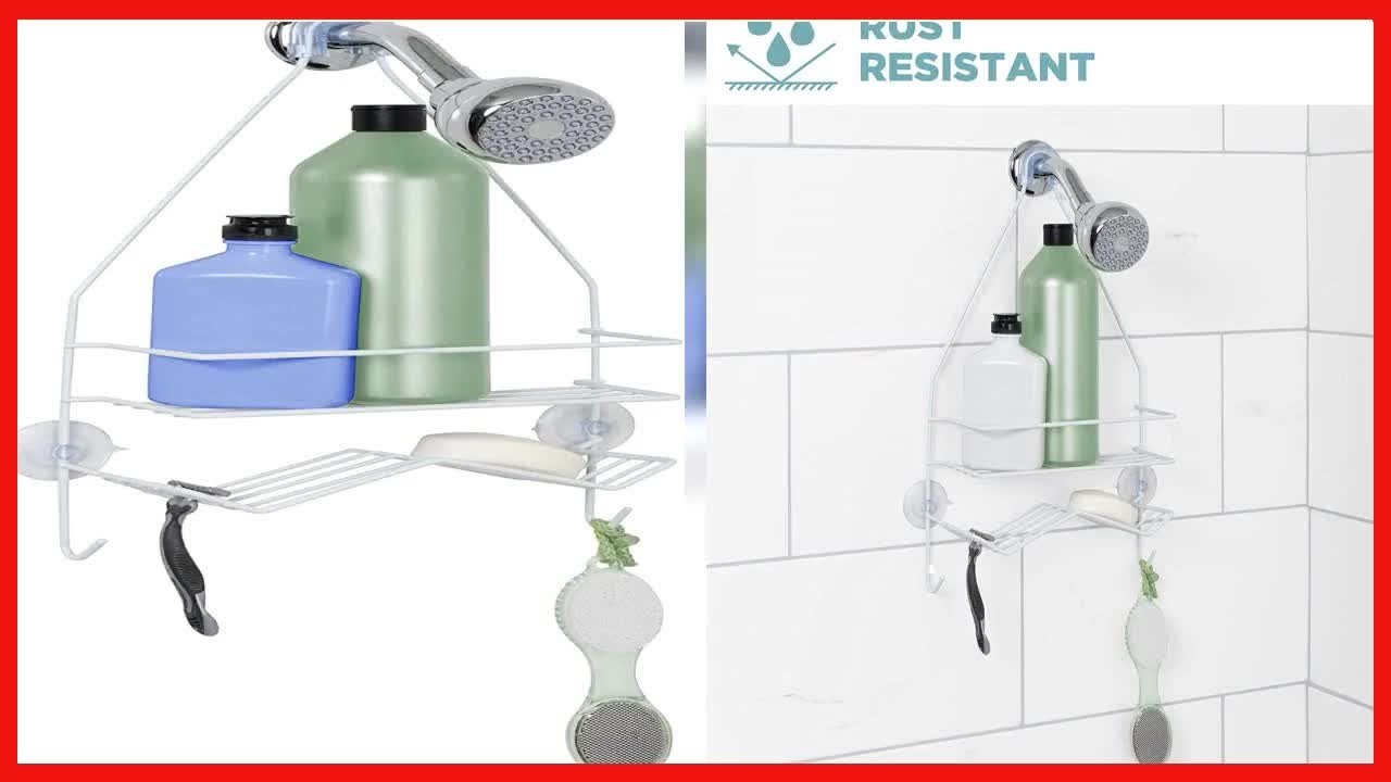 Steel Shower Caddy with Rust-Resistant Shelves and Hooks for Organized Bath Storage