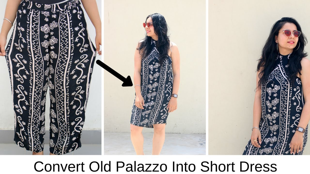DIY: Halter Neck Tank Dress in 10 Minutes | Convert a Palazzo Into a Short Dress