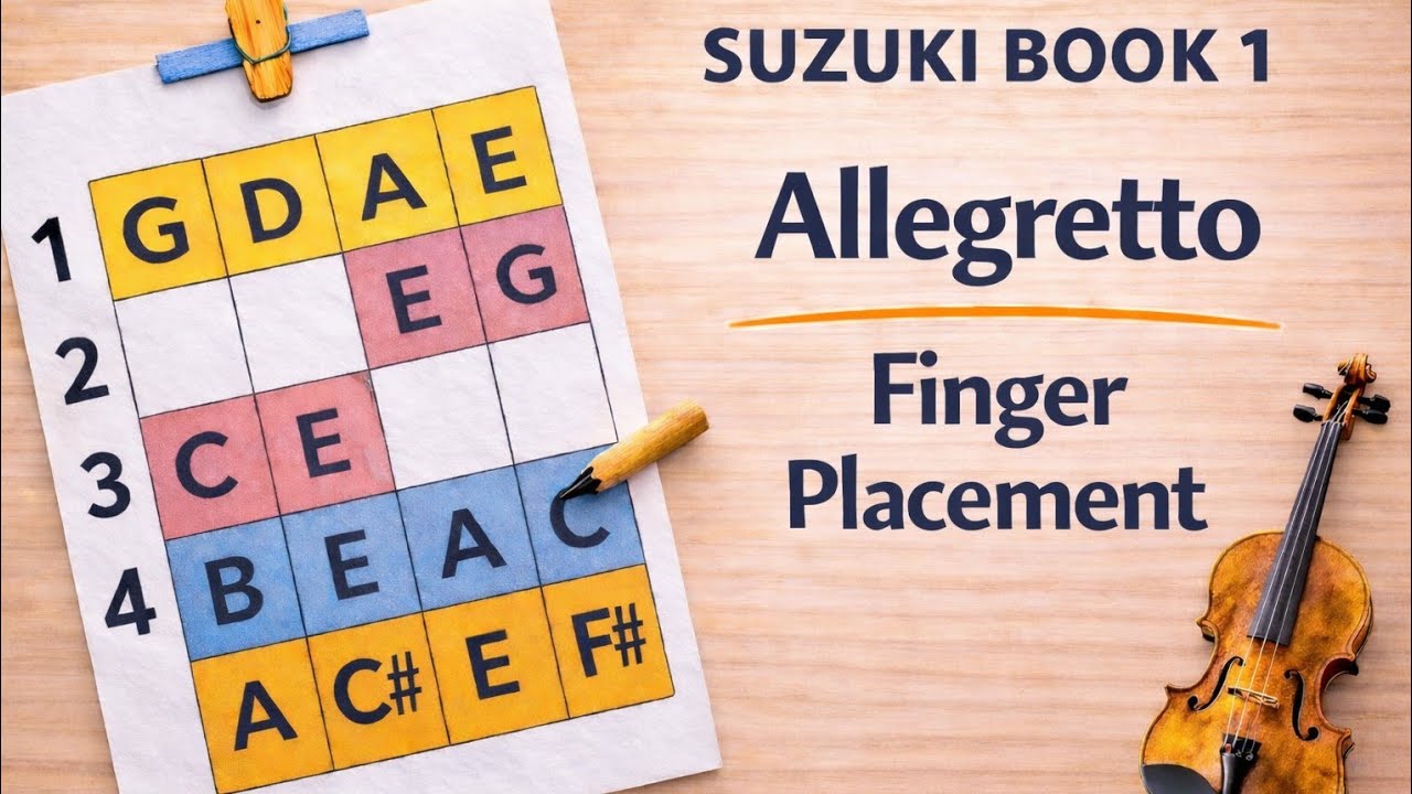 Allegretto | Finger Diagram | Play Along | Suzuki Violin Book 1