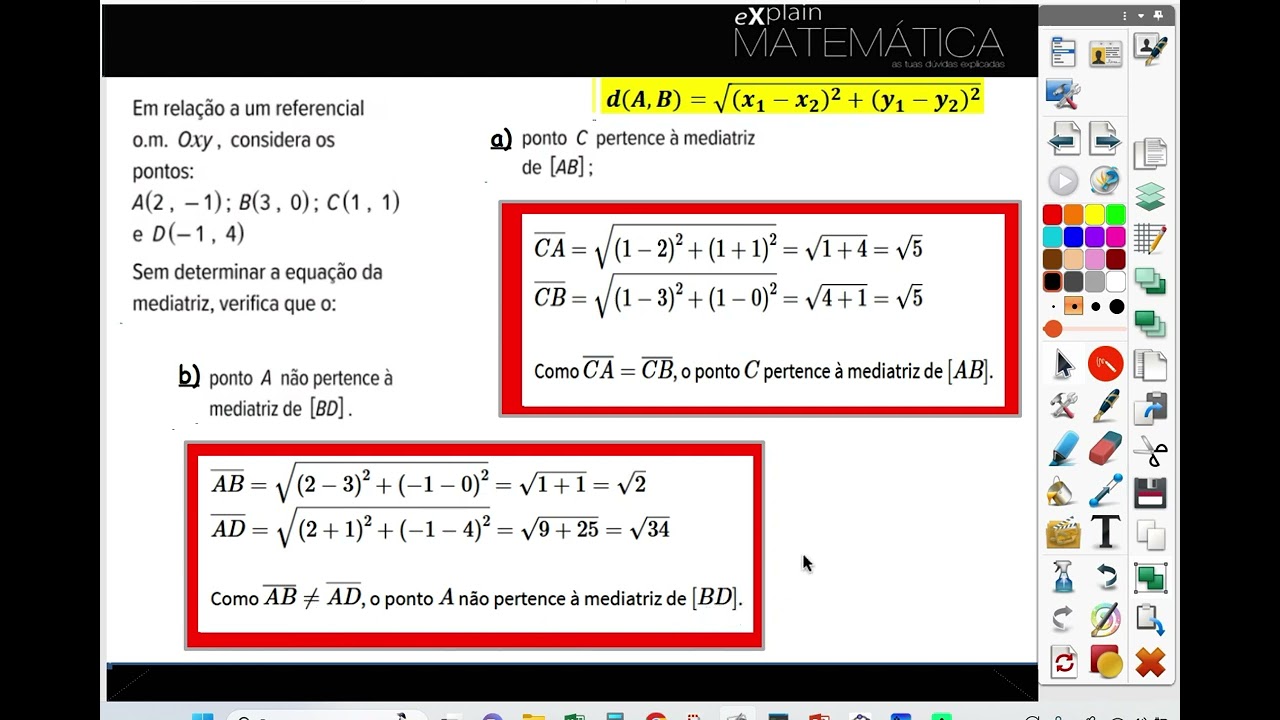 Equação da Mediatriz de um segmento de reta. Circuncentro.