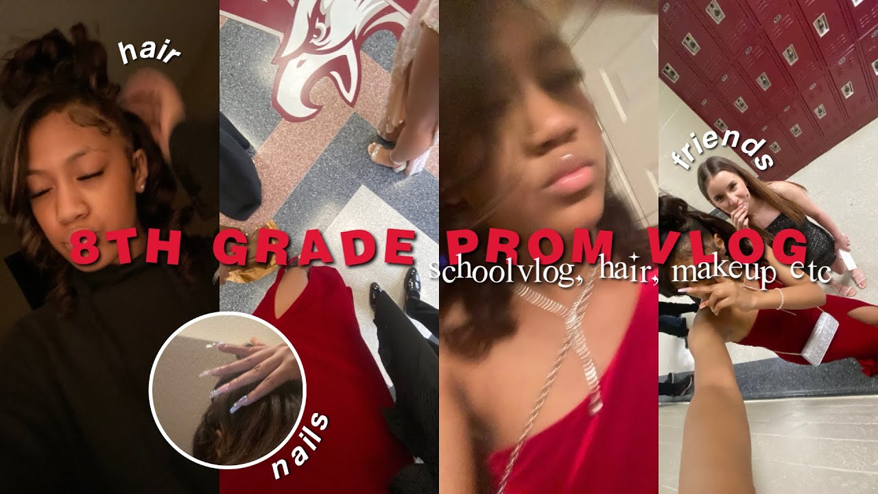 my 8th grade prom vlog | school vlog, dancing, hair, grwm/makeup