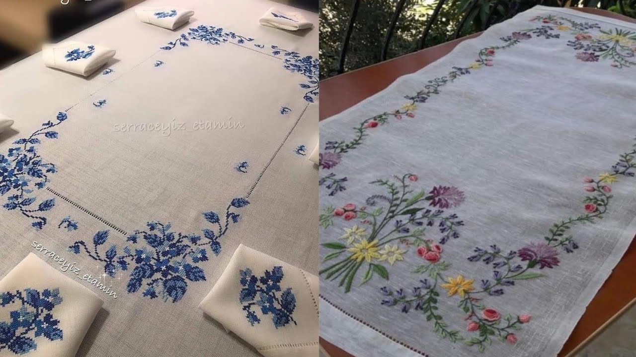 45+ Elegant Table Cloth Hand Embroidery Designs