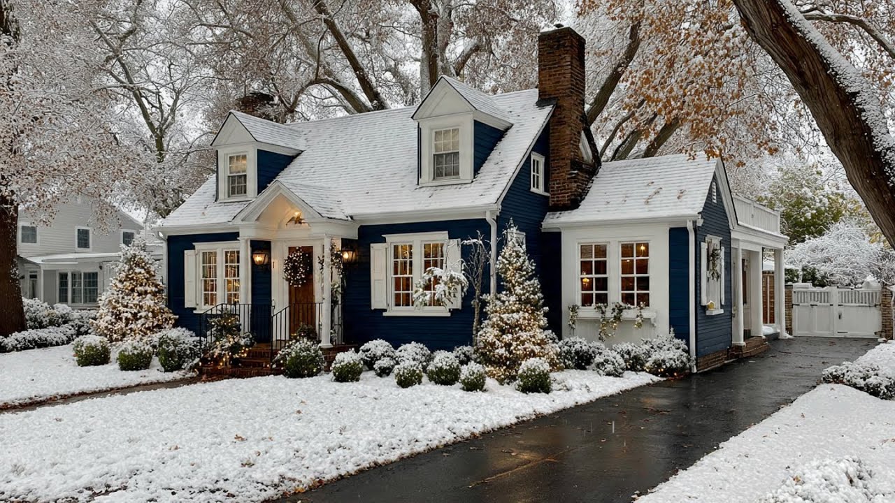 Christmas House Tour Blue and White Gingham Christmas Decor
