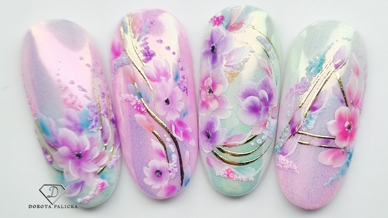 Весенний маникюр в пастельных тонах с эффектом омбре 🌸 Простой урок по созданию цветочных мотивов...