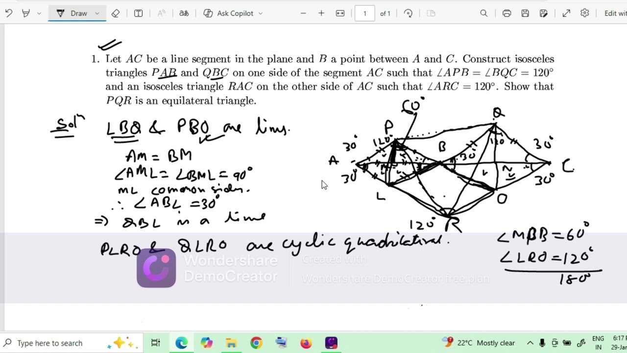 RMO, 2000, Let AC be a line segment in the plane and B a point between A and C. Construct isosceles