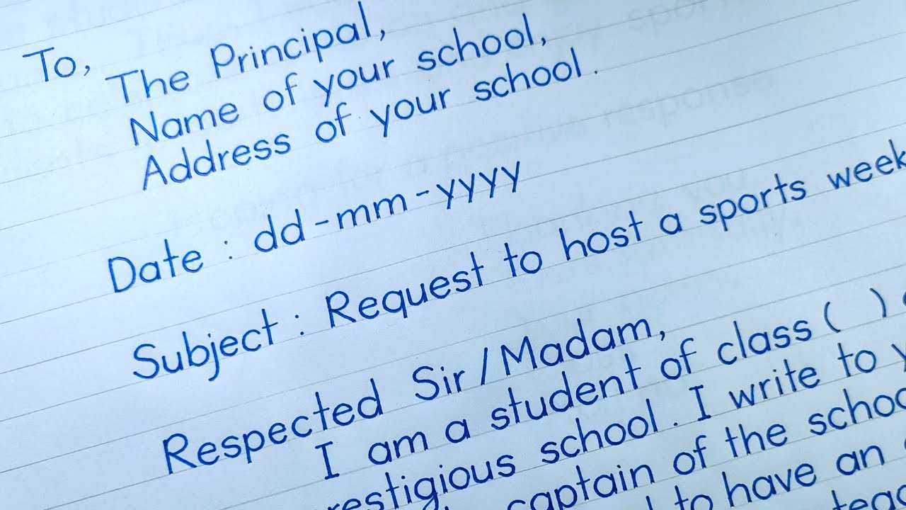 Application To The Principal Requesting To Host A Sports Week !
