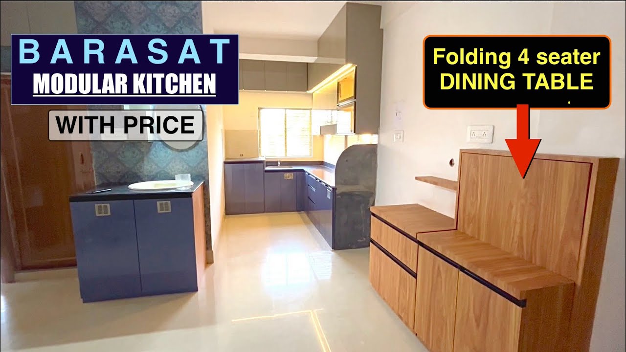 Modular kitchen with folding dining table at Barasat | Modular kitchen price in kolkata