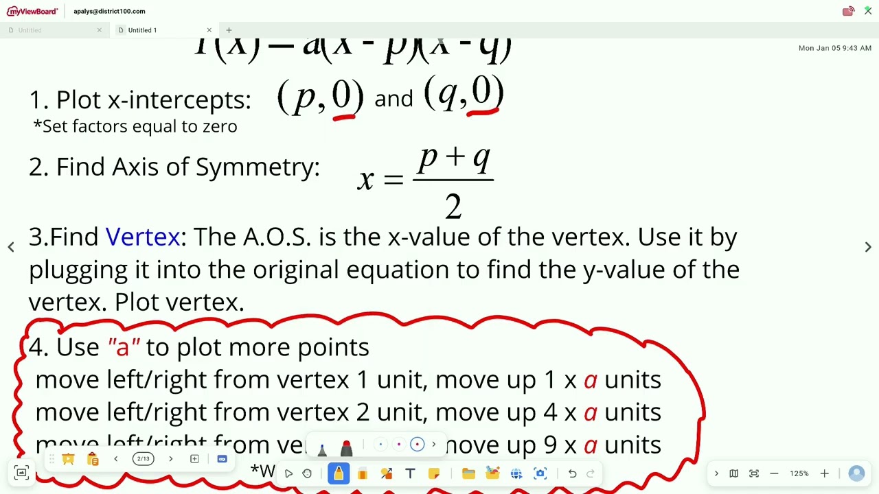 6.1 Graphing Quadratics in Factored Form