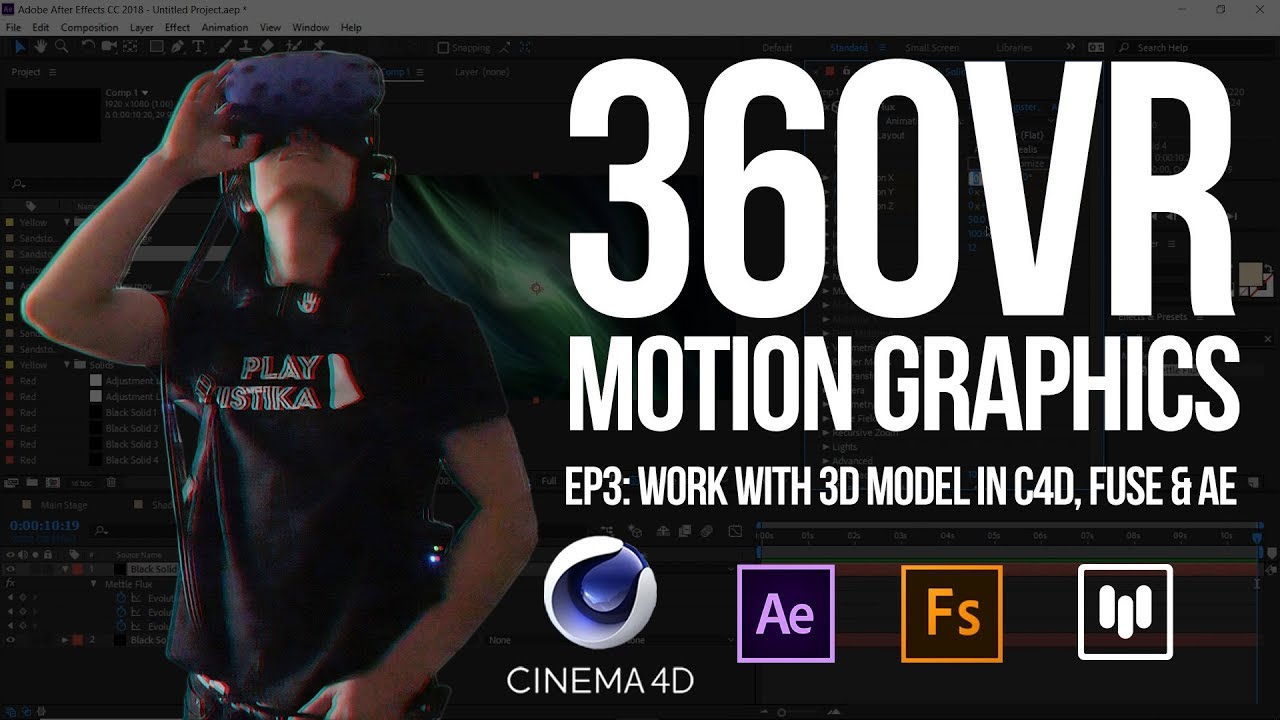 360° Motion Graphics: Use 3D objects in VR Video 🎥 w/ After Effects, Cinema 4D & Mettle FLUX