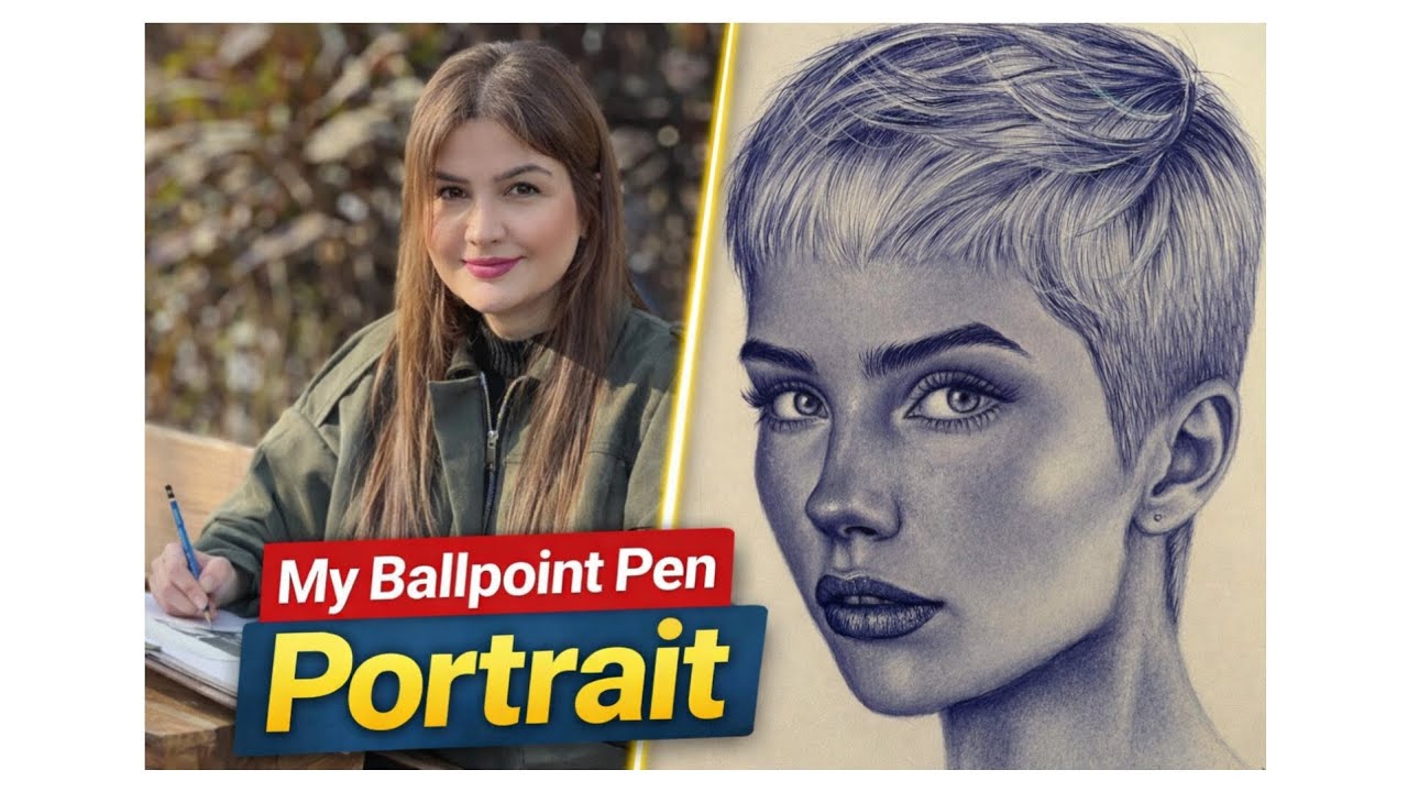 How to draw this portrait with pen?
