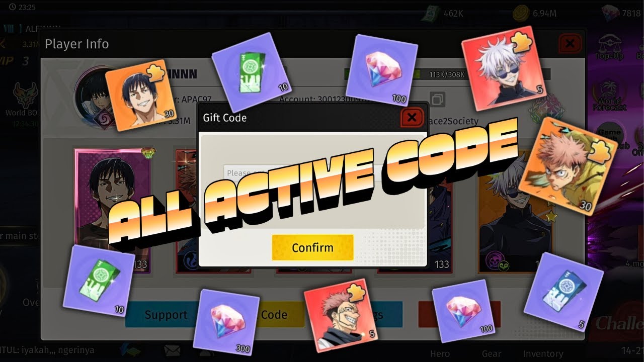 ALL CODE ACTIVE IN JUJUTSU CULLING GAME AUTO GACHAAA!!!!!!