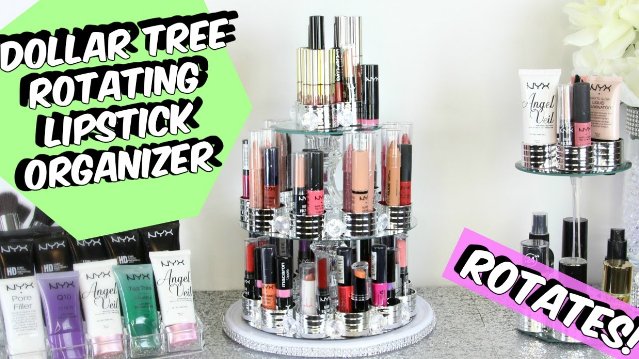 Dollar Tree Rotating Lipstick Tier Tower Organizer D.I.Y Tutorial
