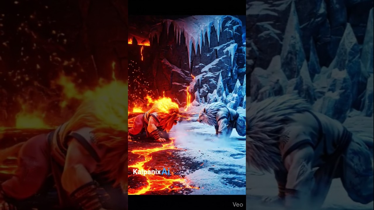 Fire Lion vs Ice Wolf 🔥❄️ | Elemental Kung Fu Battle (4K)