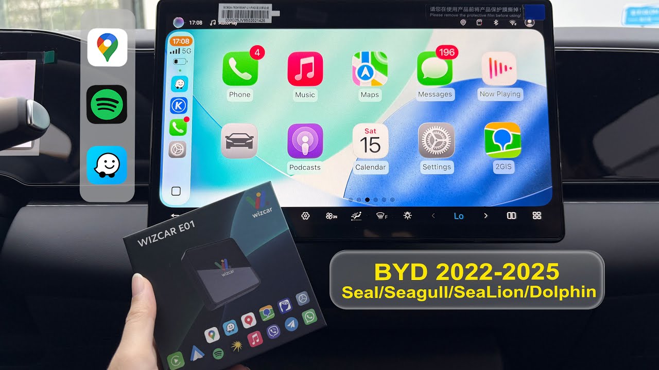 BYD Seal SeaLion Seagull Dolphin Google Waze Maps Spotify Apple CarPlay For BYD 2022-2025 WIZCAR E01