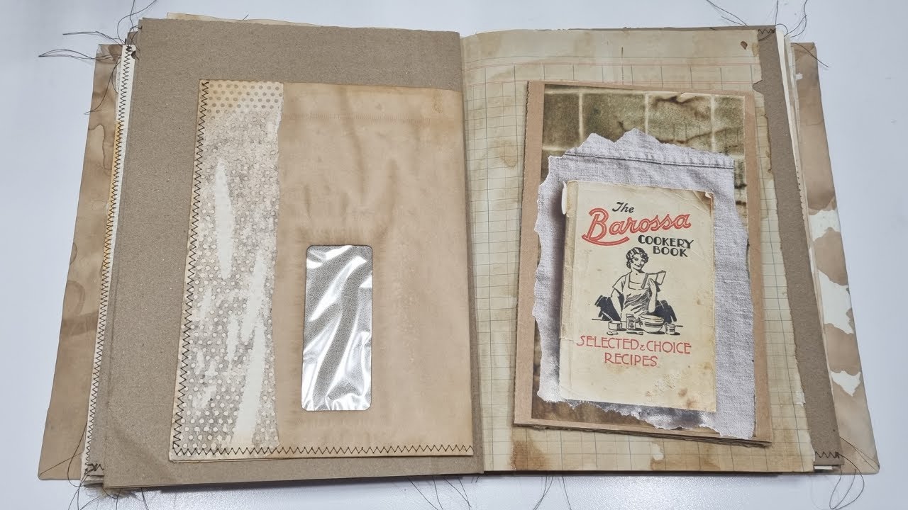 Making a small notebook for the envelope pocket page in the cooking themed journal