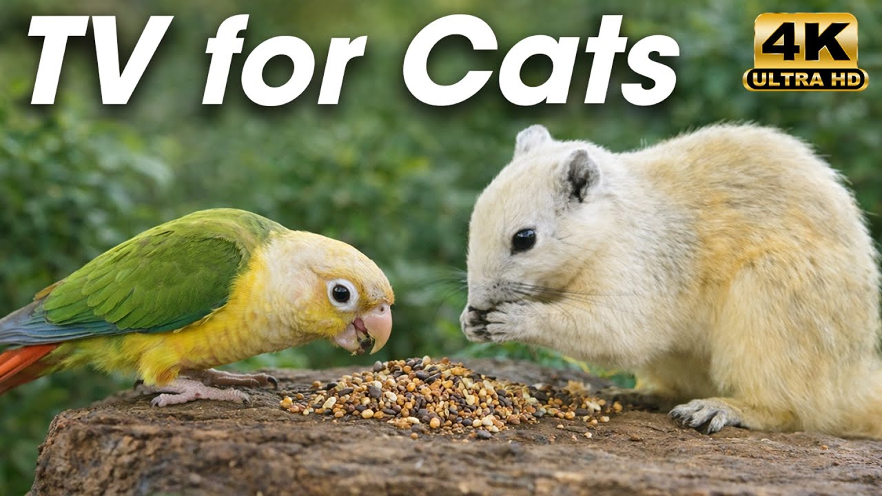 Cat TV for Cats to Watch 😺 Cute Birds & Funny Squirrels | 3 Hours Cat Entertainment (4K)