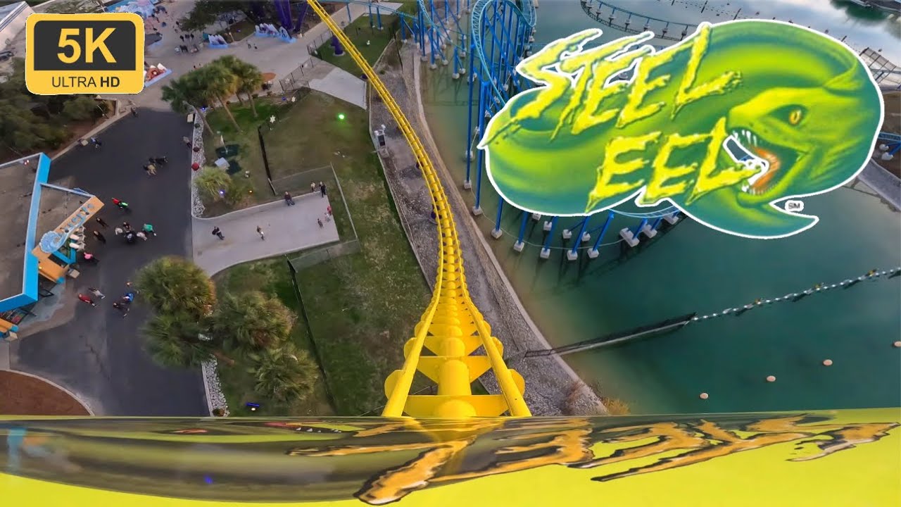 Steel Eel Front Row POV [5K/60fps] Seaworld San Antonio