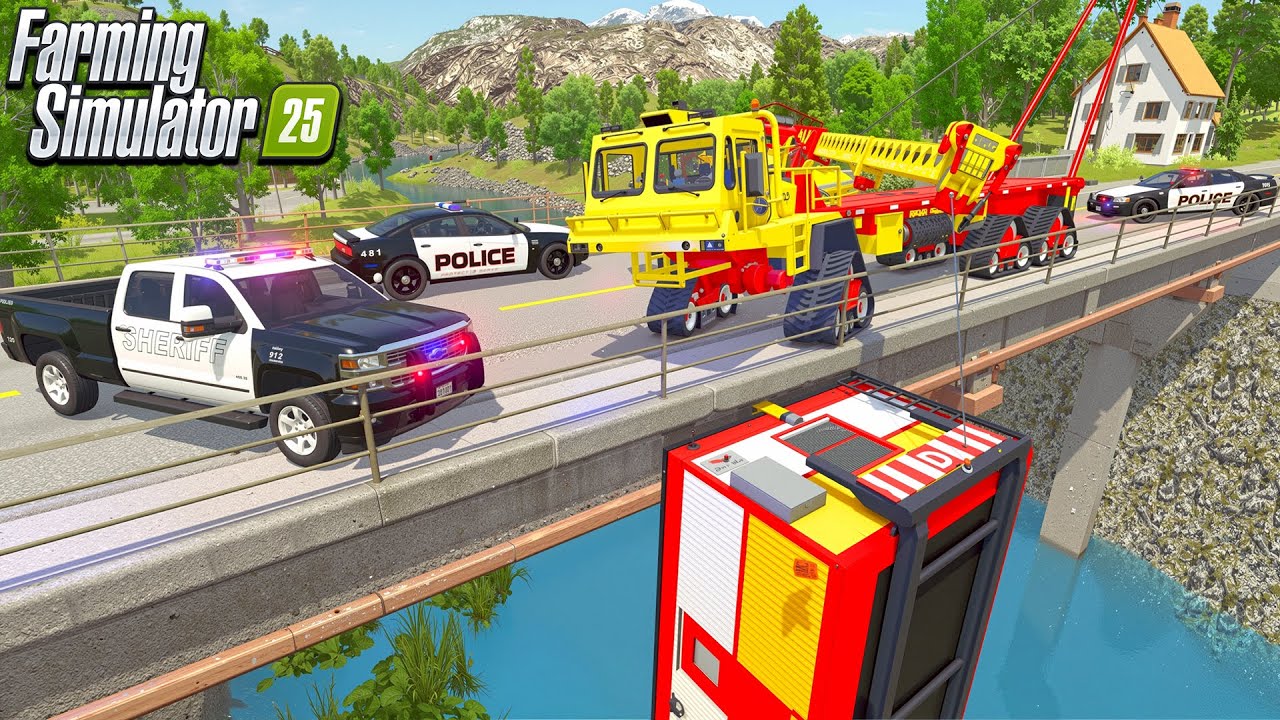 HOUSE ON WHEELS FLIPS OFF BRIDGE | FARMING SIMULATOR 25
