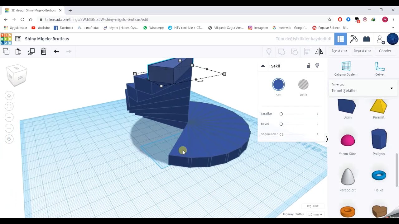 Tinkercad Dersleri - 10. Ders - Döner Merdiven Tasarımı