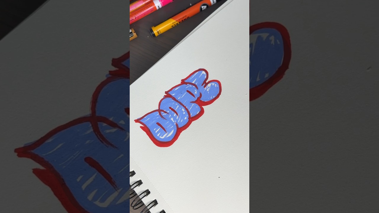 &bdquo;Dope&ldquo; Throw Up in #Graffiti Style on Paper. Which Word/Letter next? 🫶🏻#graffitiart #shorts
