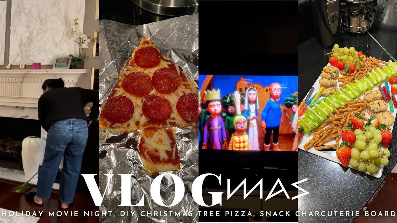 VLOGMAS | HOLIDAY MOVIE NIGHT | SNACK CHARCUTERIE BOARD | DIY CHRISTMAS TREE PIZZA | DAILY RESET