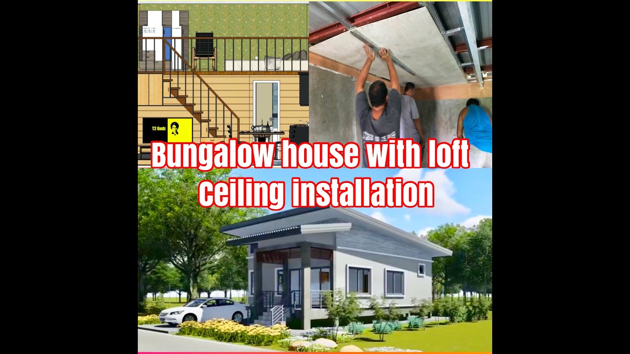 Simple bungalow house with loft ceiling installation